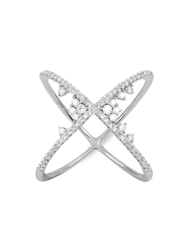 Womens Fairytale 18K White Gold & Diamond Crossed Ring Product Image