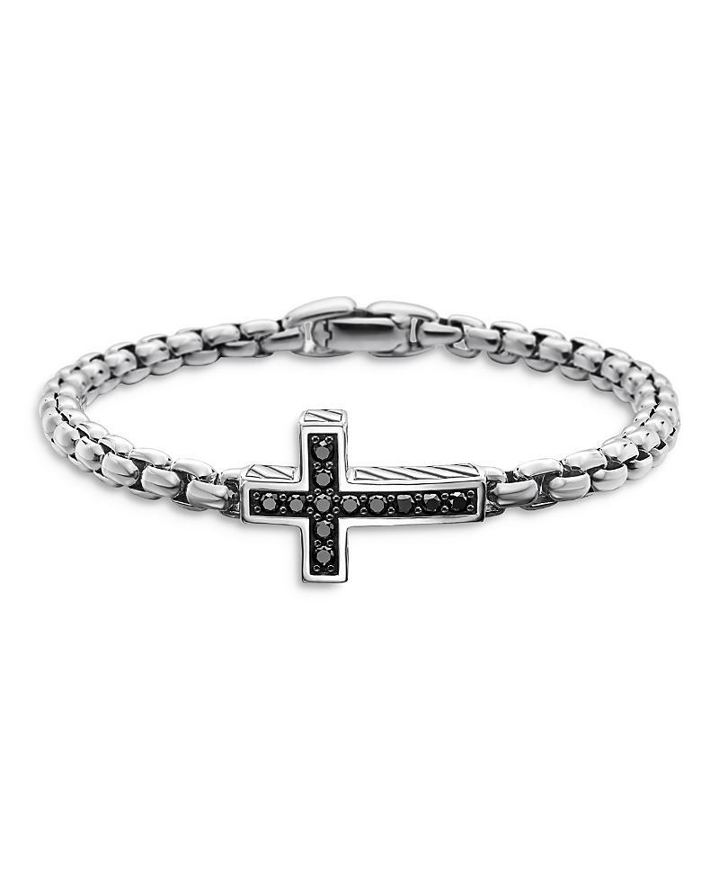 Mens Pav Cross Bracelet with Black Diamonds Product Image