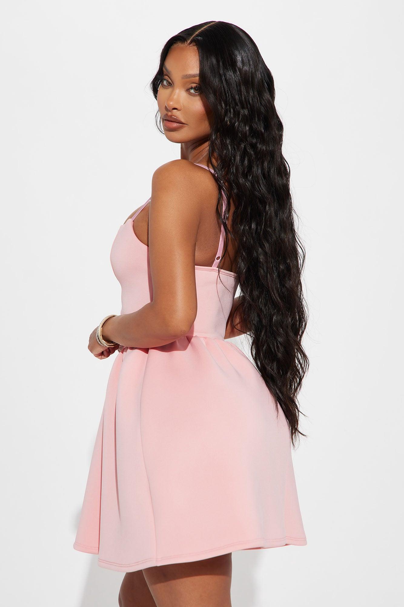 Demure But Cute Corset Mini Dress - Blush Product Image