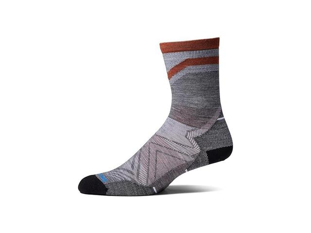 Smartwool Run Zero Cushion Mid Crew Pattern (Medium Gray) Men's Crew Cut Socks Shoes Product Image