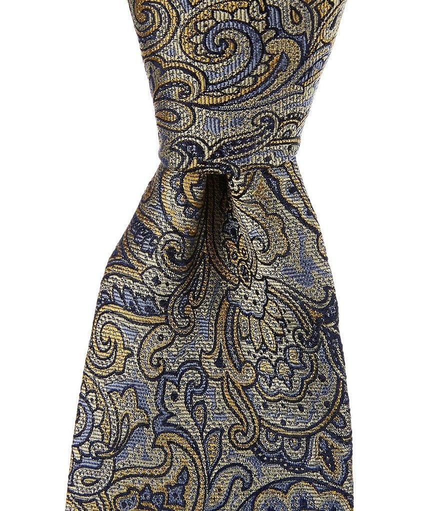 Roundtree & Yorke Paisley-Printed 3 1/8#double; Woven Silk Tie Product Image