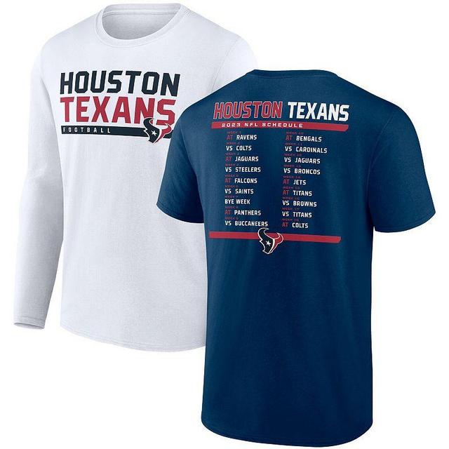 Mens Fanatics Branded /White Houston Texans Two-Pack 2023 Schedule T-Shirt Combo Set Blue Product Image