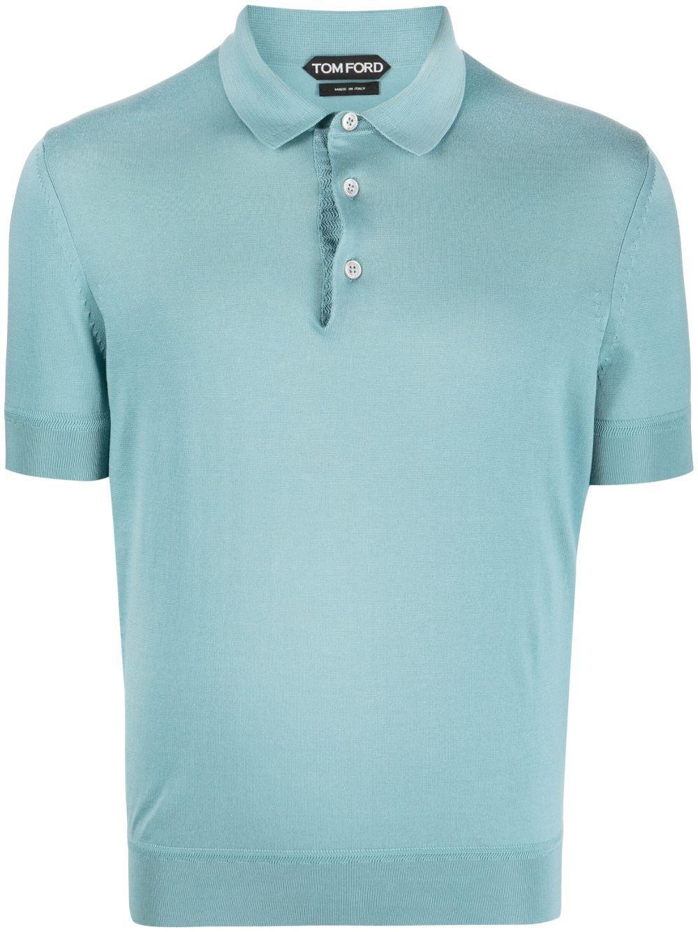 TOM FORD Short-sleeve Polo Shirt In Light Blue Product Image