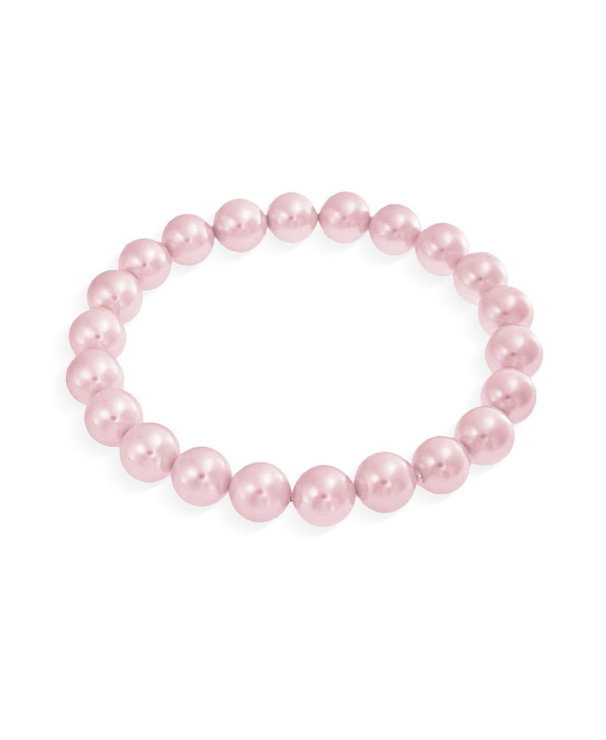 Bling Jewelry Fashion Simple Ball Round Stackable Single Strand Stretch Pale Pink Pearl Bracelet For Women For 10MM Product Image