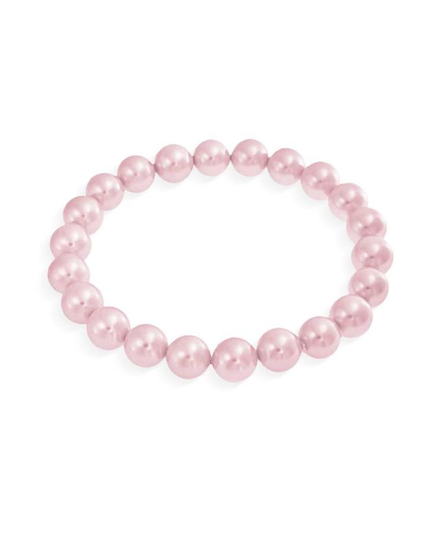 Bling Jewelry Fashion Simple Ball Round Stackable Single Strand Stretch Pale Pink Pearl Bracelet For Women For 10MM Product Image