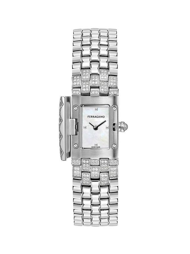 Womens Ferragamo Secret Stainless Steel & 0.84 TCW Diamond Bracelet Watch/18.5MM x 30MM Product Image