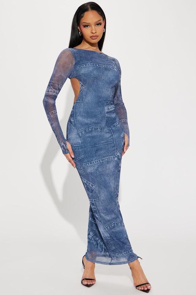 Georgia Mesh Maxi Dress - Blue Product Image