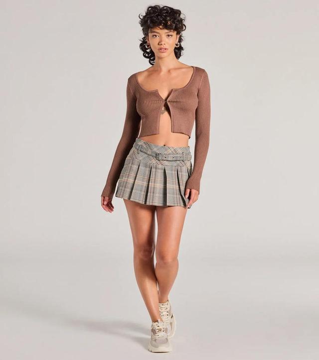 Preppy In Plaid Belted And Pleated Skort Product Image