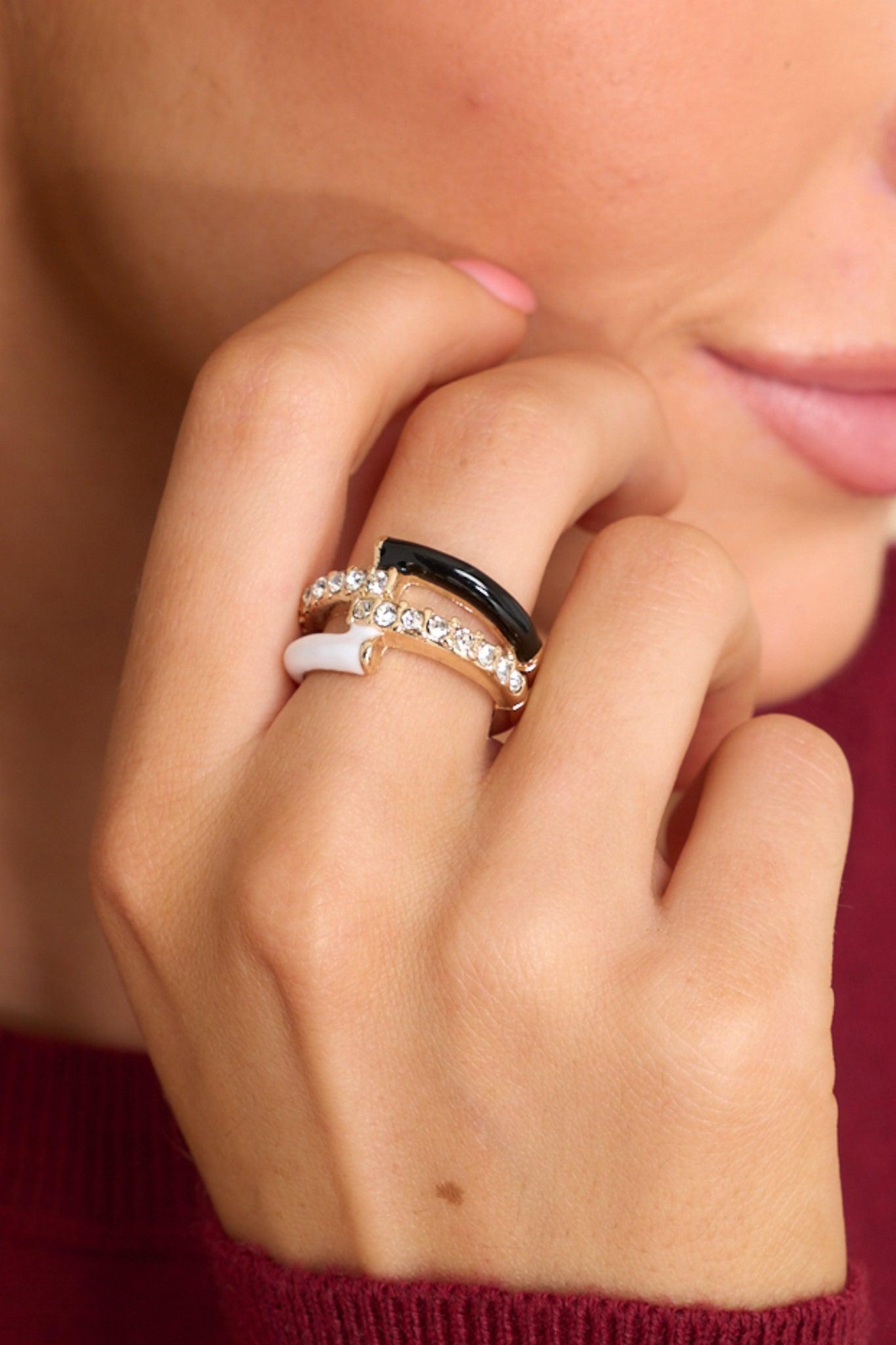 With Certainty Black And White Ring Product Image