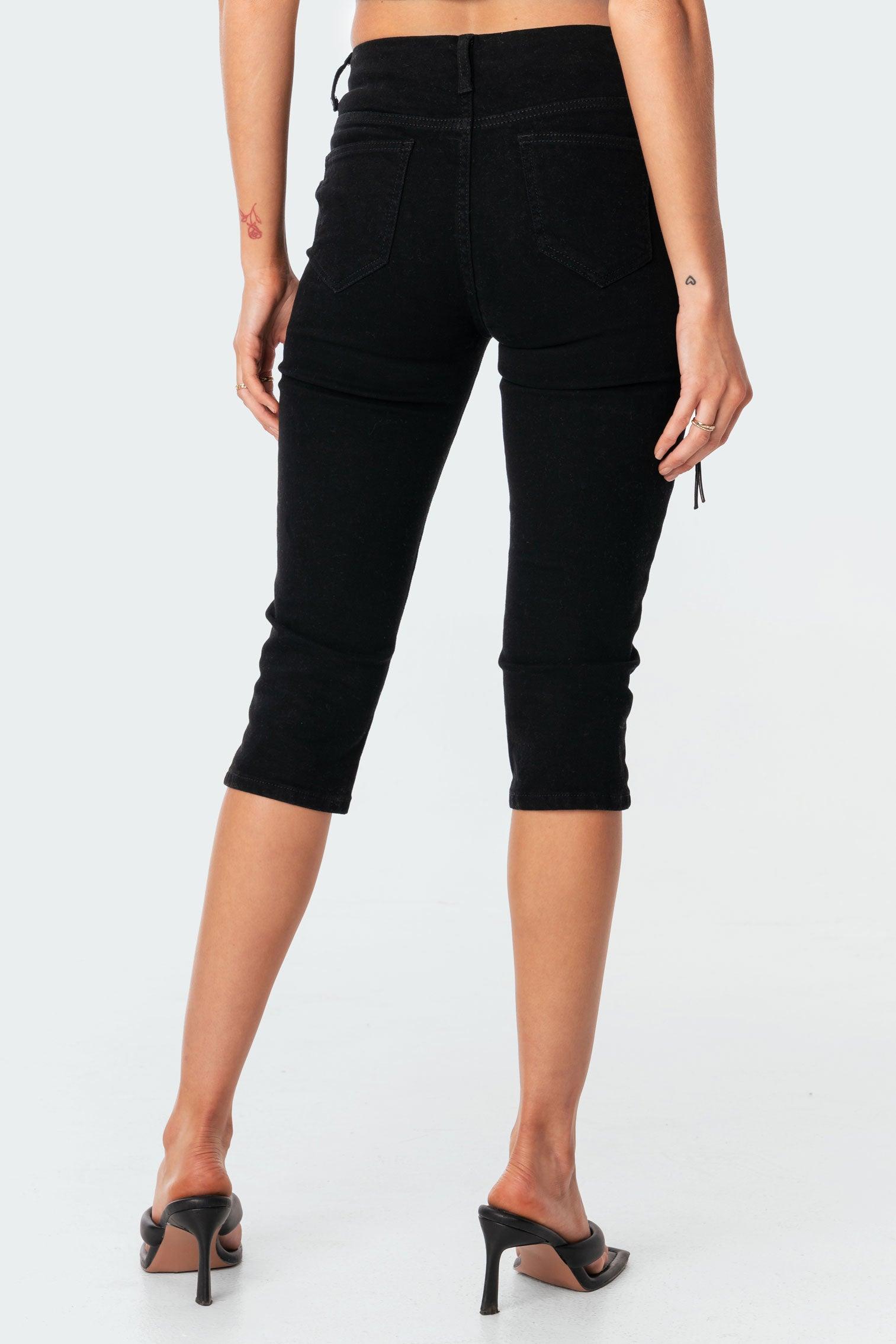 Alexiss Lace-Up Capri Jeans Product Image