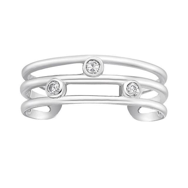 Lila Moon 10k White Gold Cubic Zirconia Triple Band Adjustable Toe Ring, Womens Product Image