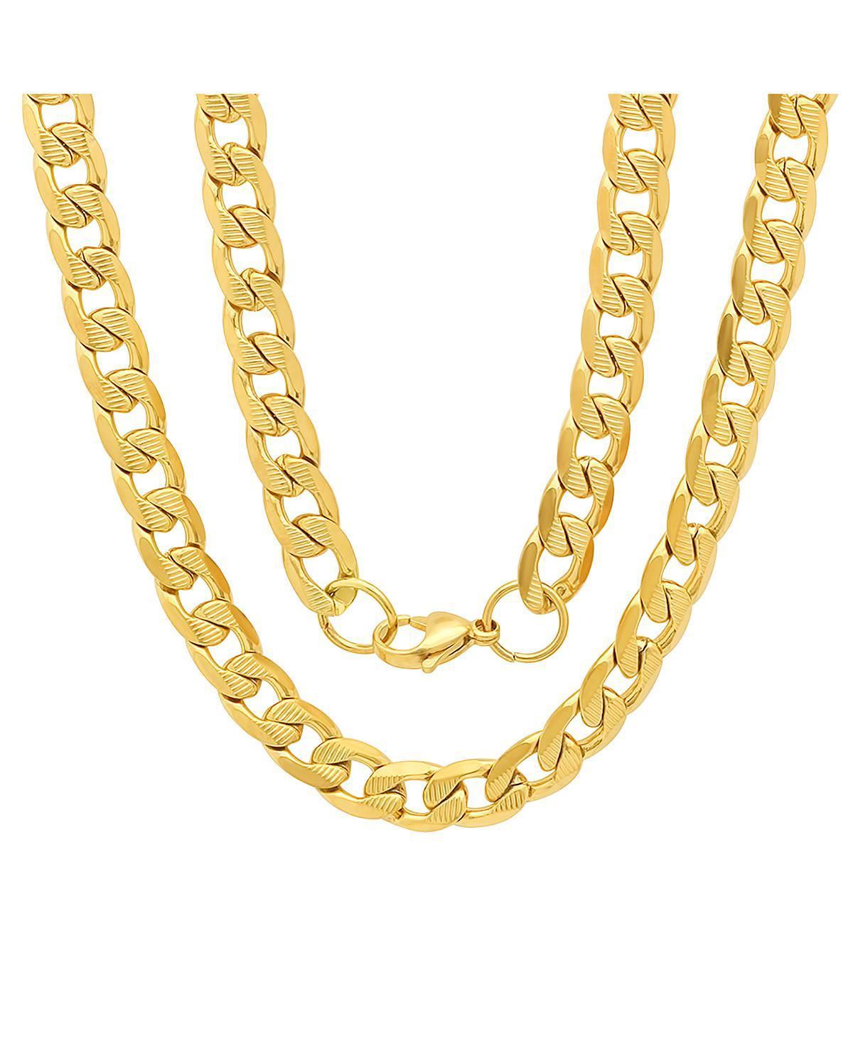 Steeltime Mens 18k gold Plated Stainless Steel Accented 10mm Figaro Chain Link 24 Necklaces Product Image