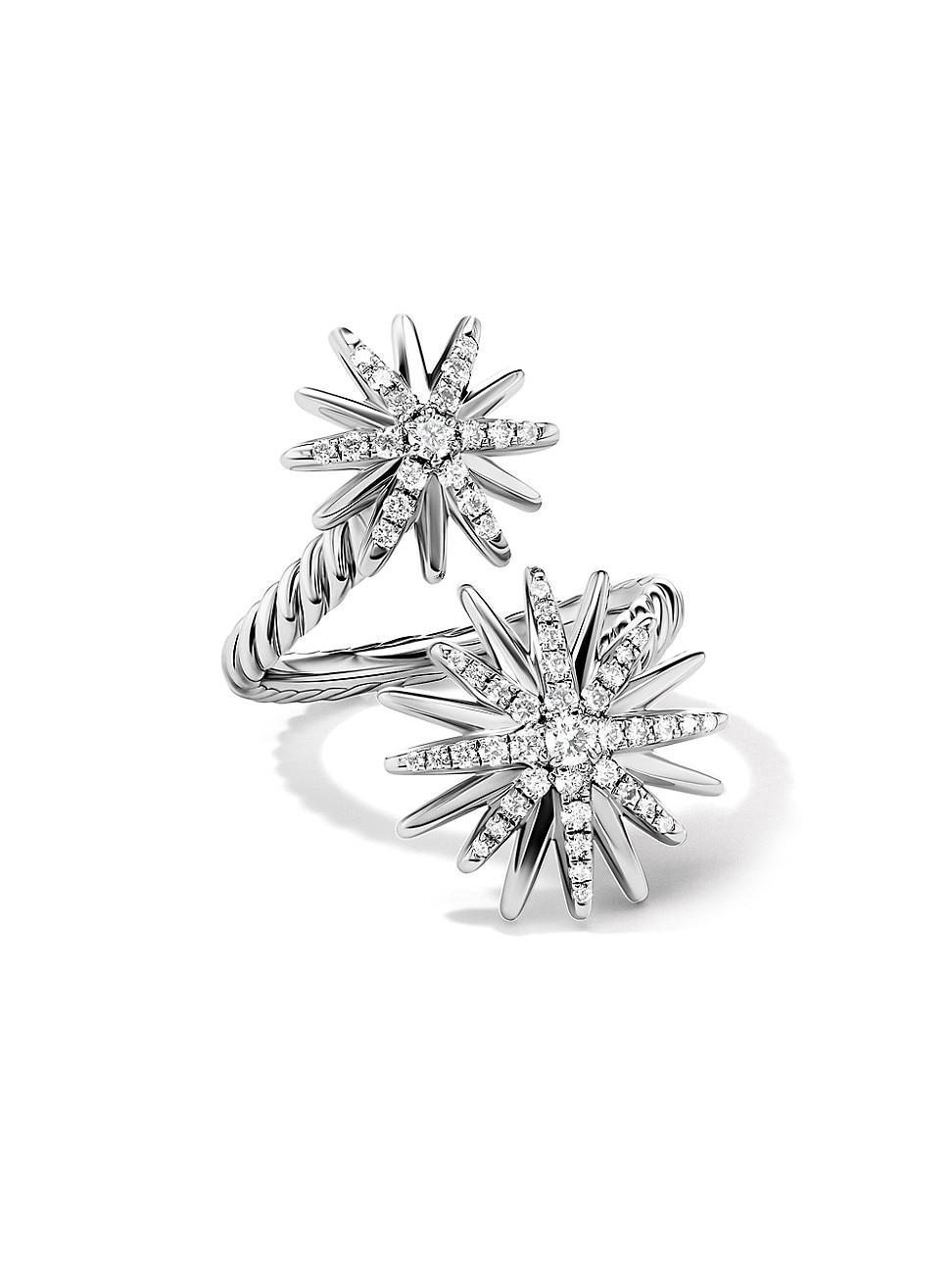 Womens Starburst Bypass Ring With Pav Diamonds Product Image