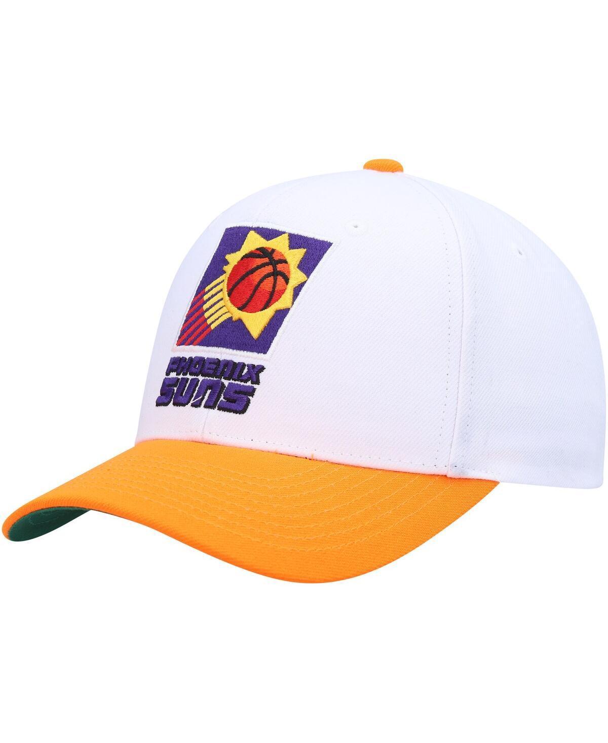 Mens Mitchell & Ness White/Orange Phoenix Suns Hardwood Classics Core 2-Tone 2.0 Pro Snapback Hat Product Image