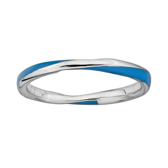 Stacks & Stones Sterling Silver Blue Enamel Twist Stack Ring, Womens Product Image