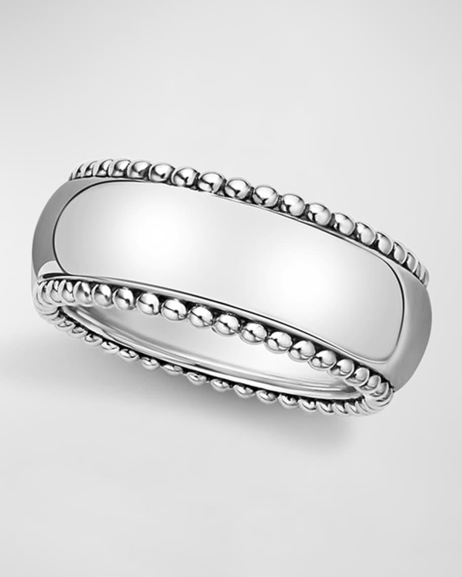 Men's Sterling Silver Anthem Caviar Band Ring, 10mm Product Image