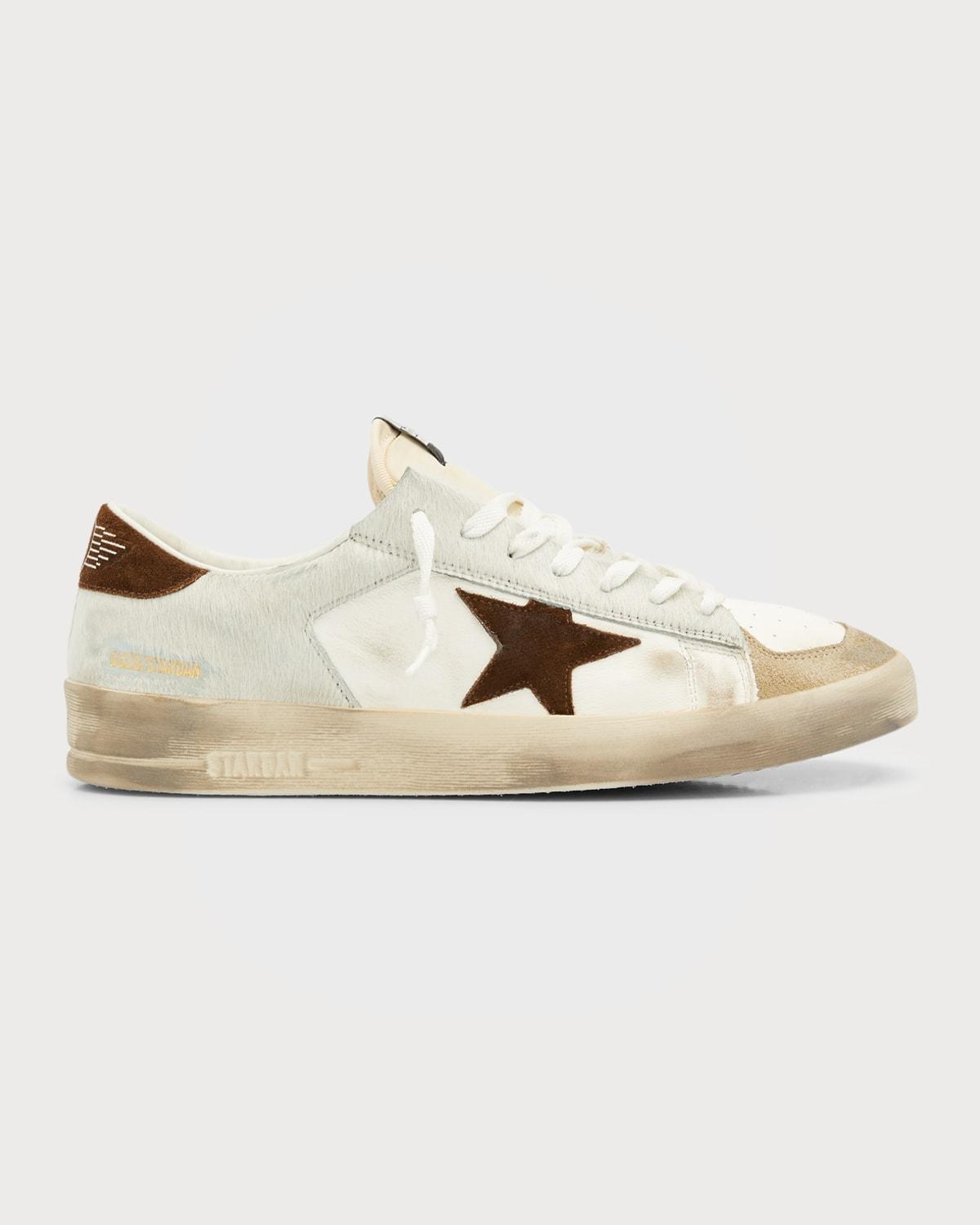 Golden Goose Men's Stardan Leather Low-Top Sneakers - Size: 41 EU (8D US) - CREAM/TAUPE/WHITE Product Image