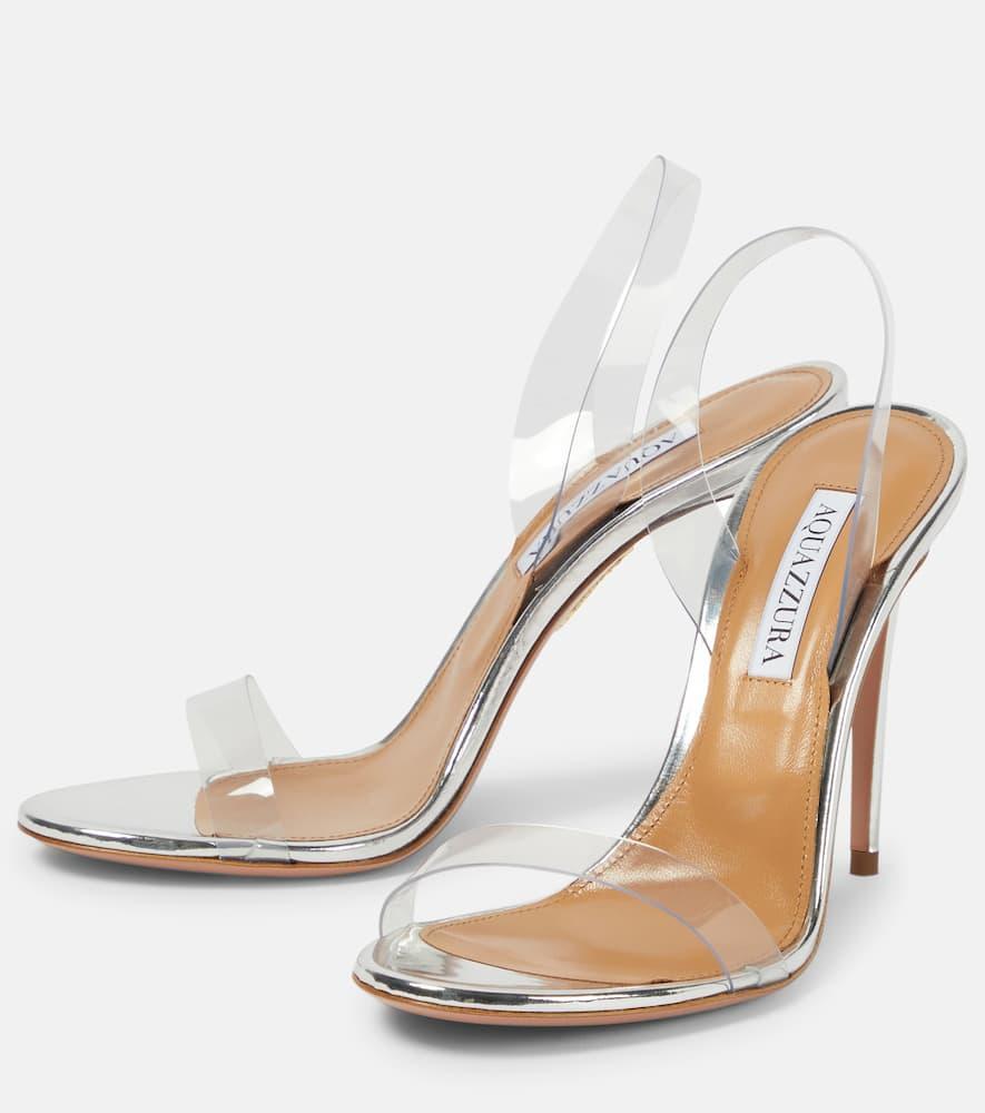 AQUAZZURA So Nude 105 Pvc Slingback Sandals In Silver Product Image