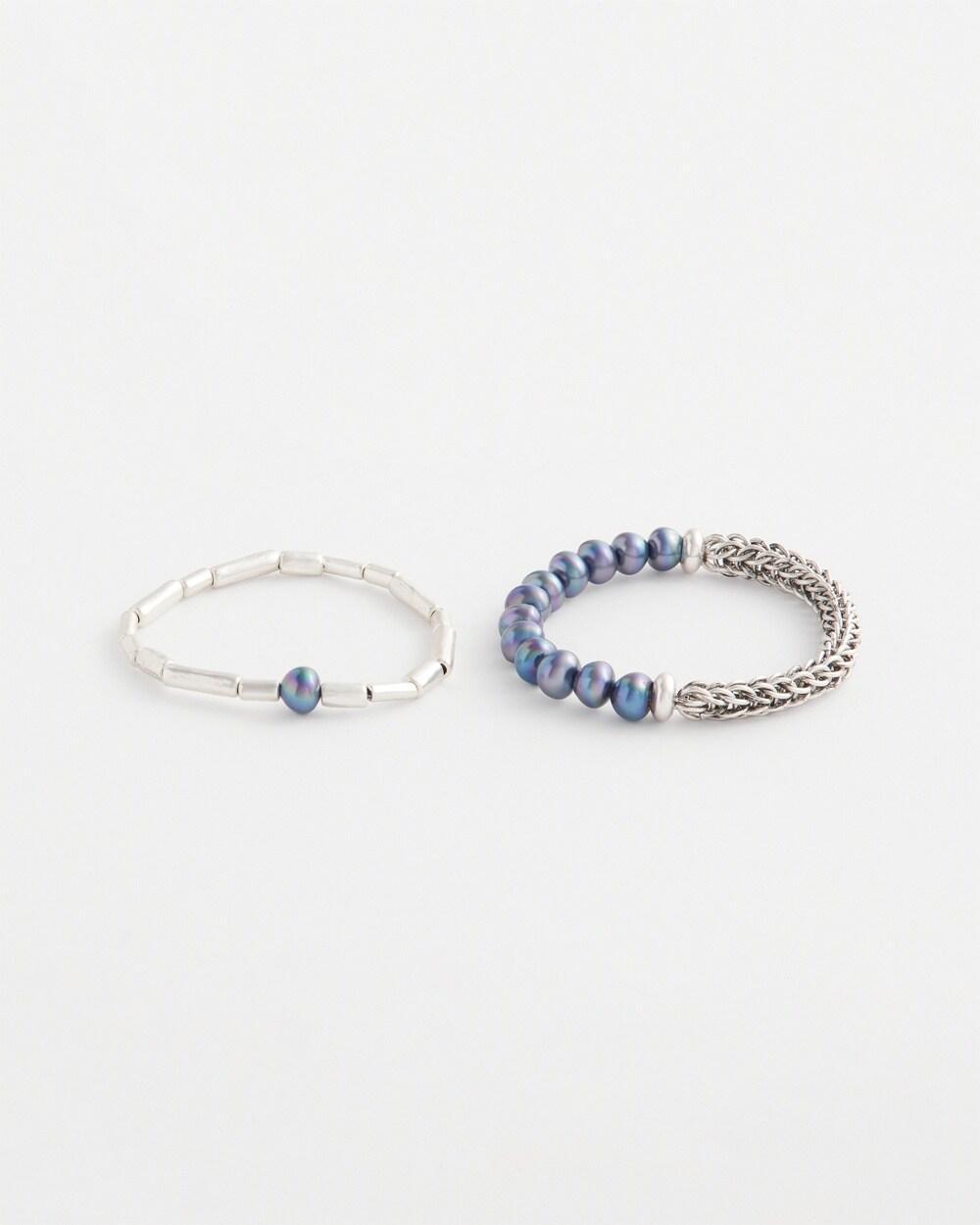 Set of Two Silver Stretch Bracelets Product Image