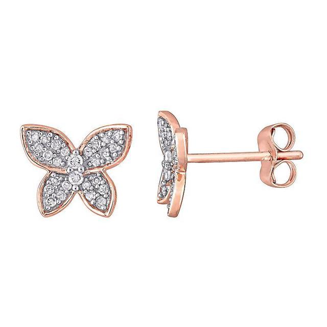 Stella Grace 10k Rose Gold 1/5 Carat T.W. Diamond Butterfly Stud Earrings, Womens, 10k Pink Product Image