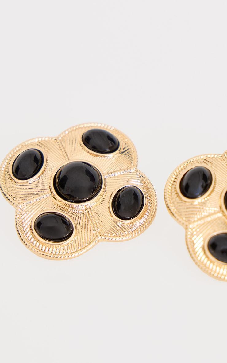 Gold Jewel Detail Statement Stud Earrings Product Image