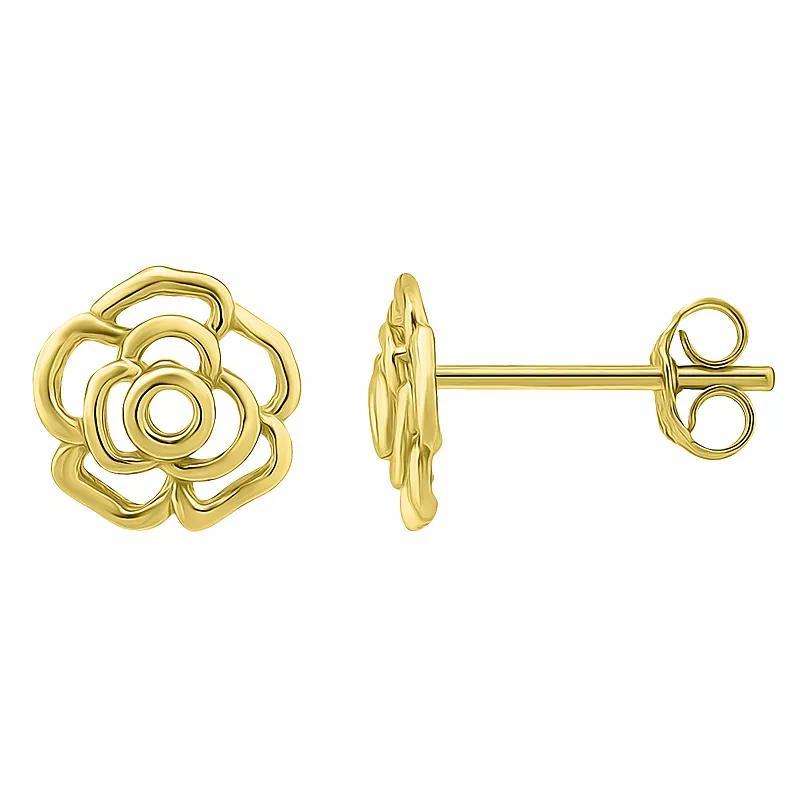 Aleure Precioso Rose Stud Earrings, Womens, Gold Tone Product Image