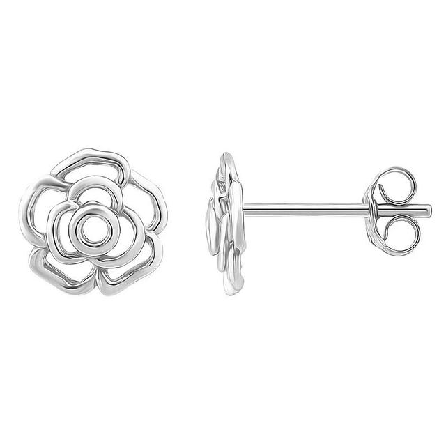 Aleure Precioso Rose Stud Earrings, Womens, Sterling Product Image