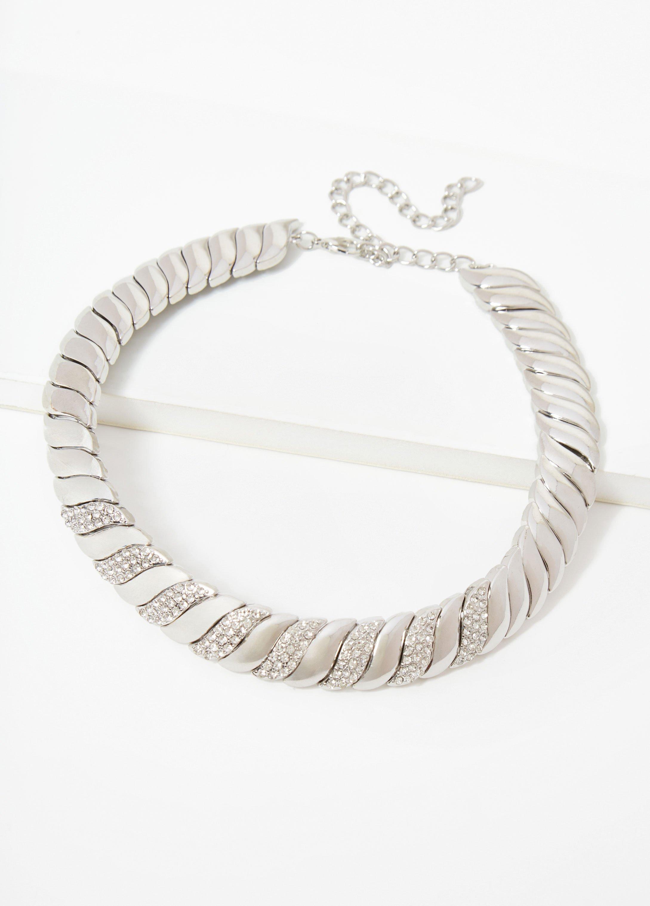 Pavé Crystal Silver Tone Necklace Product Image