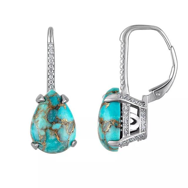 Designs by Gioelli Sterling Silver Blue Copper Turquoise Drop Earrings, Womens Product Image