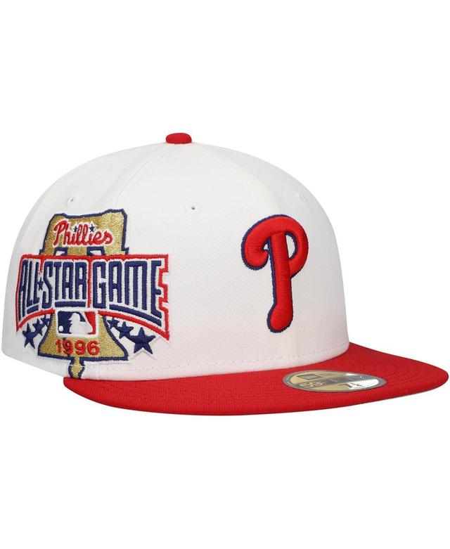 New Era Mens White Philadelphia Phillies Major Sidepatch 59FIFTY Fitted Hat - White, Red Product Image