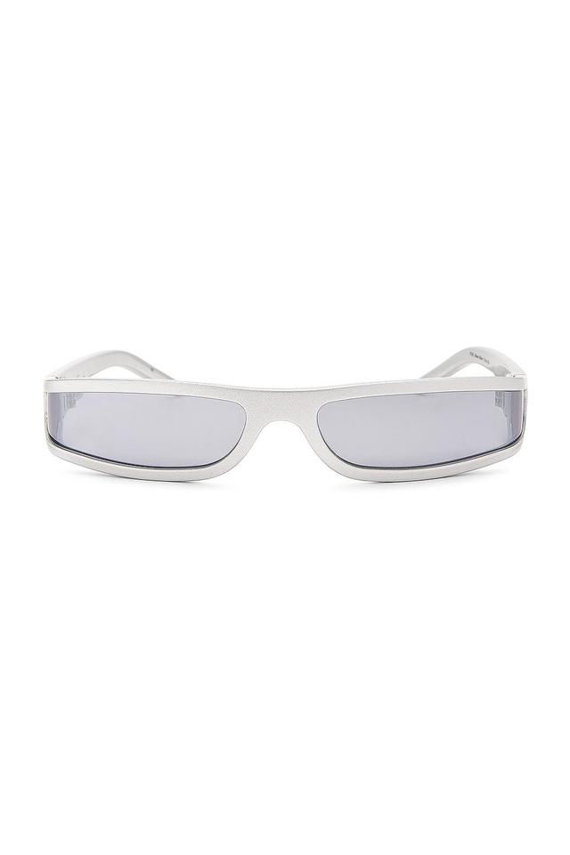 Rick Owens Fog Sunglasses in Metallic Silver Product Image