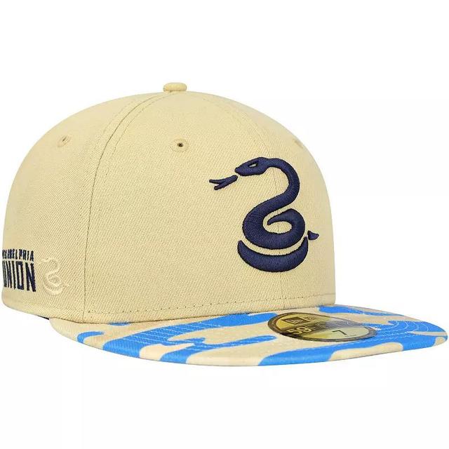 Mens New Era Gold/Blue Philadelphia Union Camo Snake 59FIFTY Fitted Hat Product Image