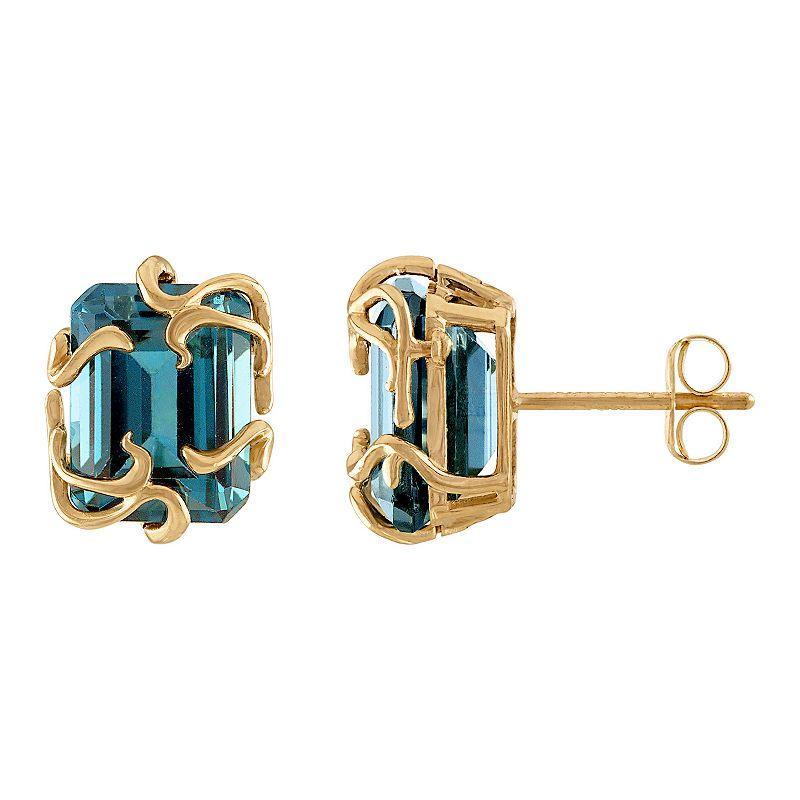 Tiara 10k Gold London Blue Topaz Medusa Stud Earrings, Womens Product Image