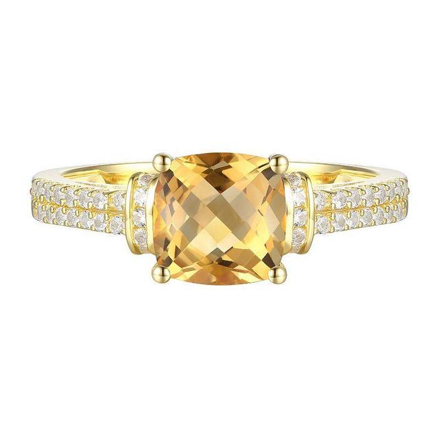 14k Gold Over Citrine & Lab-Created White Sapphire Ring, Womens Gold Tone Product Image