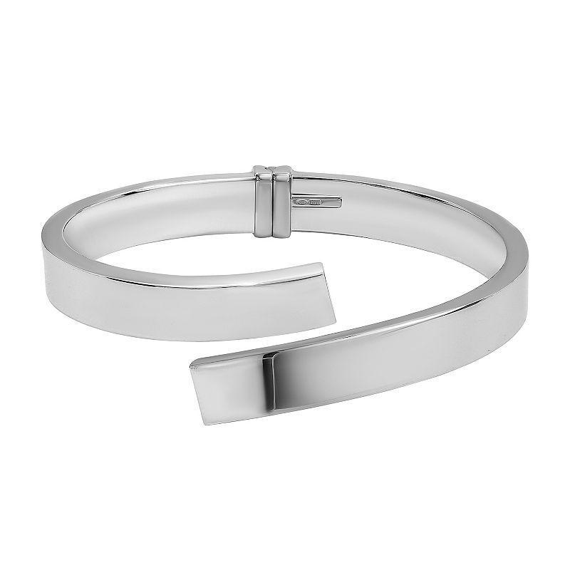 Sterling Silver Hinged Bypass Bangle Bracelet, Womens Product Image