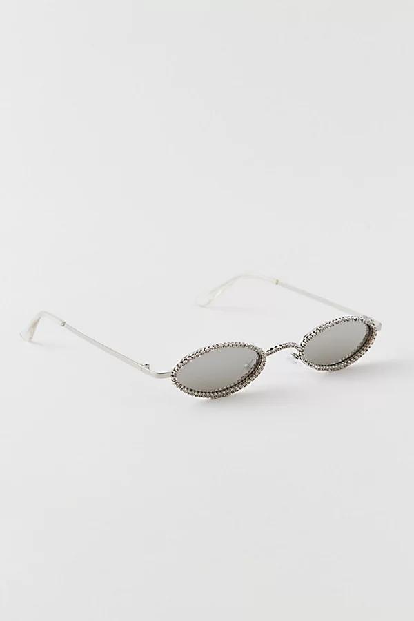 Rhinestone Slim Oval Sunglasses Womens at Urban Outfitters Product Image