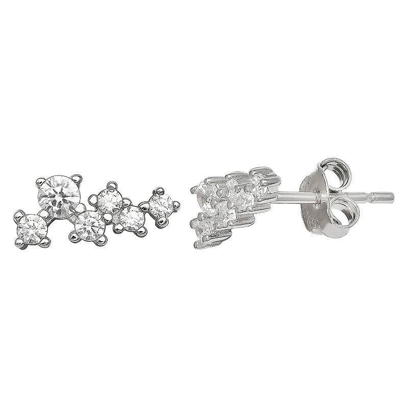 PRIMROSE Sterling Silver Cluster Cubic Zirconia Stud Earrings, Womens Product Image