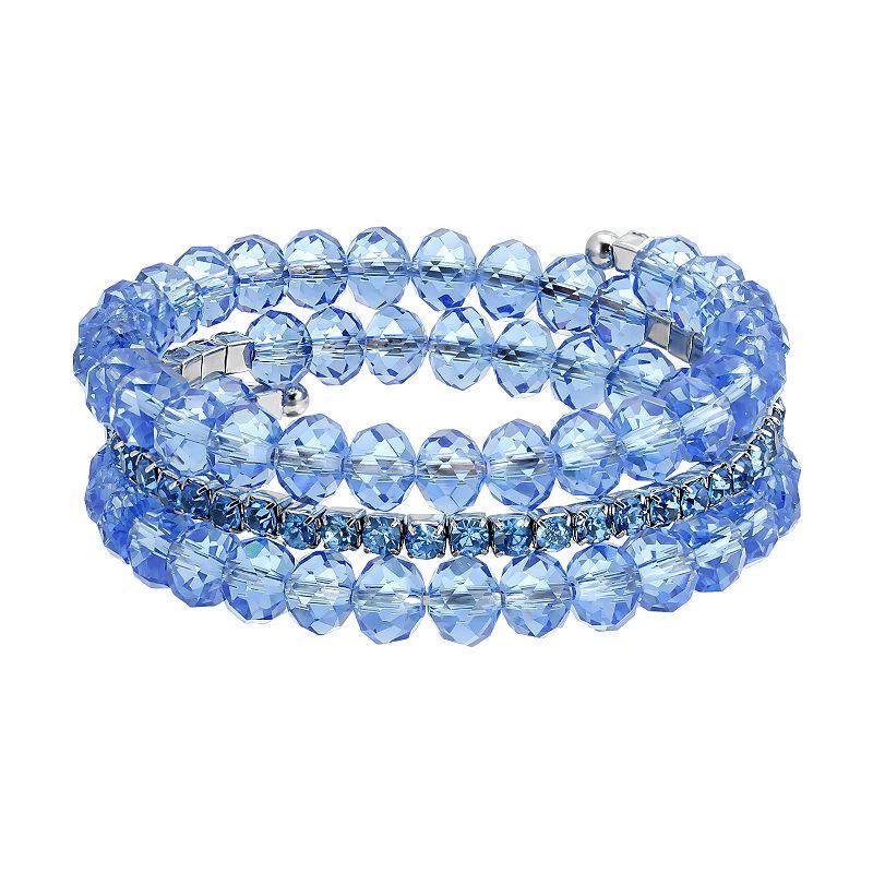 1928 Silver Tone & Blue Coil Bracelet, Womens Product Image