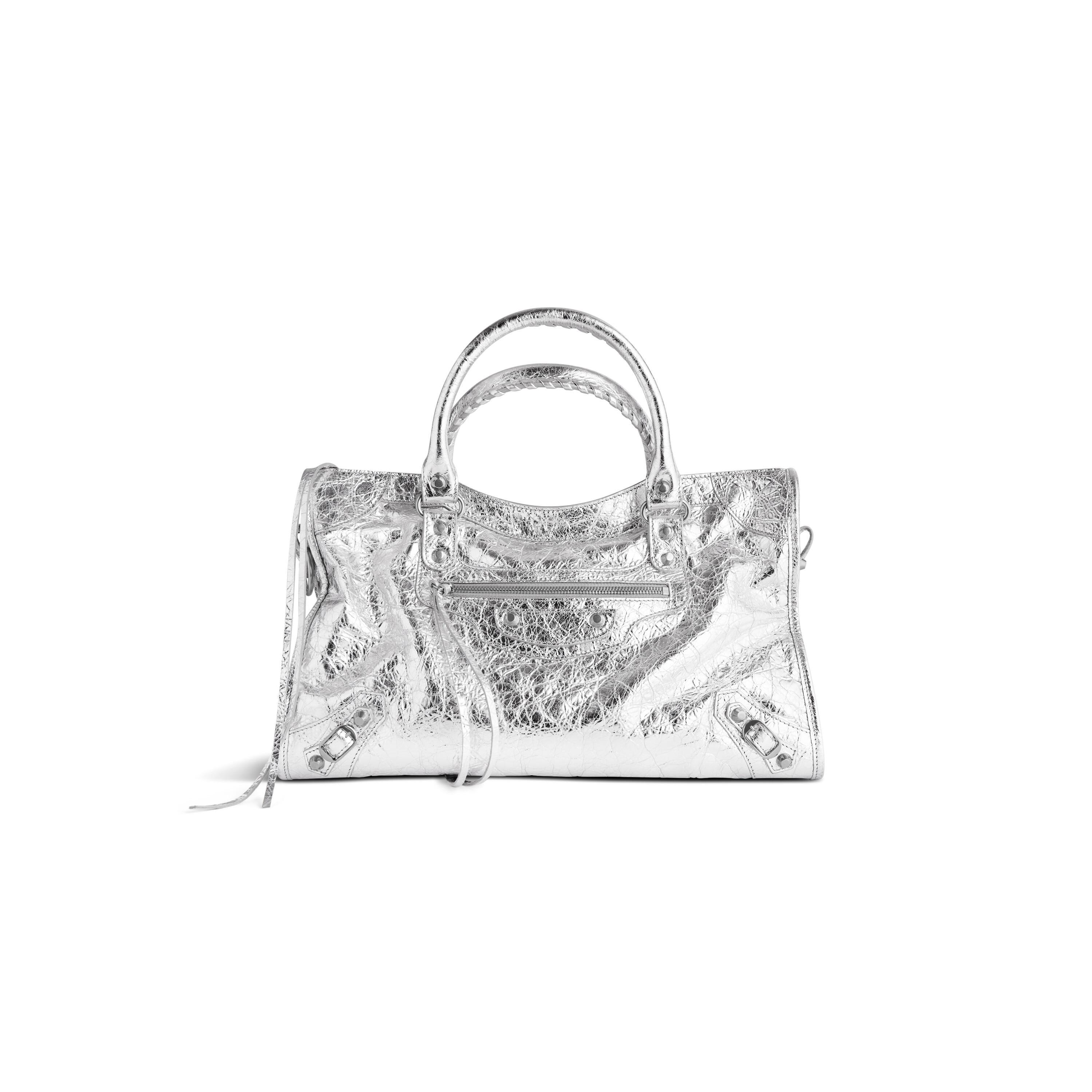 Women's Le City Medium Bag Metallized in Silver Product Image