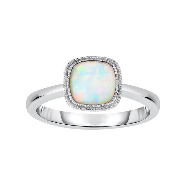 Lab-Created Opal Sterling Silver Ring, Womens White Product Image