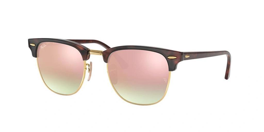 RAY BAN Clubmaster Flash Lenses Gradient Sunglasses Tortoise Frame Copper Lenses 49-21 Product Image