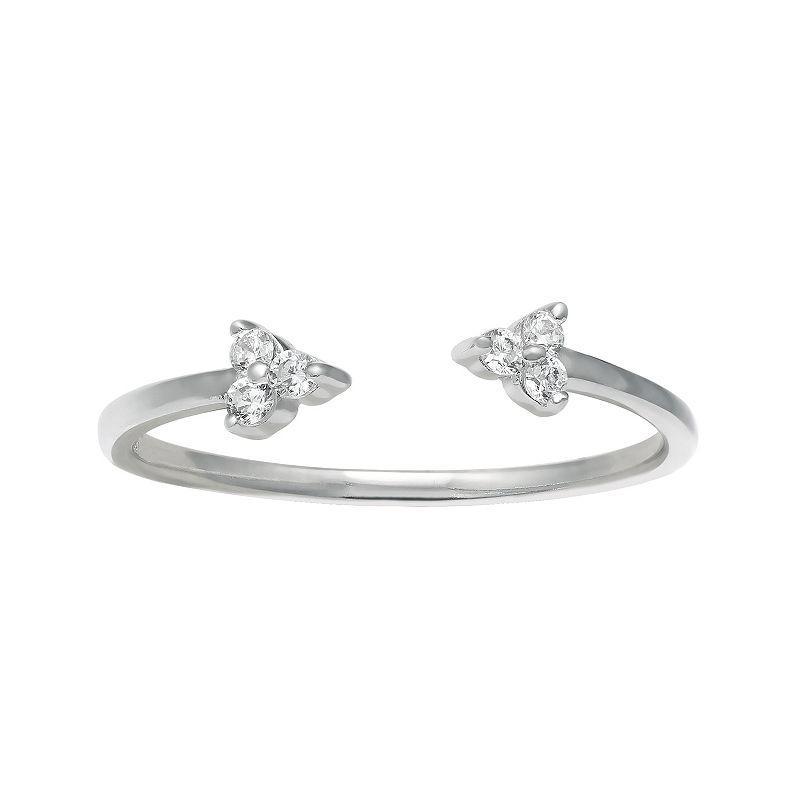 PRIMROSE Sterling Silver Cubic Zirconia Triangle Ring, Womens Sterling And Clear Product Image