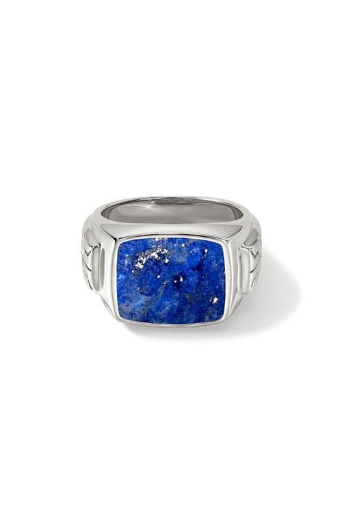 Mens Sterling Silver & Lapis Lazuli Signet Ring Product Image