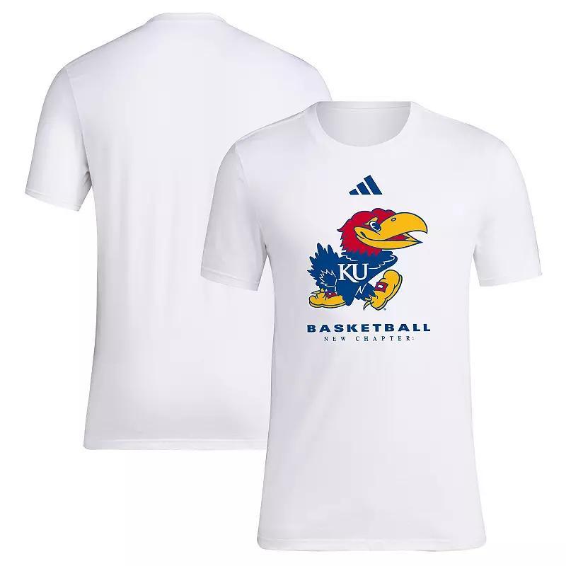 adidas Kansas Jayhawks 2023 On Court Bench Fresh T-Shirt, Mens Product Image