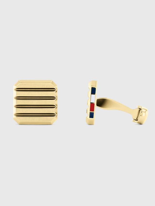 Tommy Hilfiger Men's Gold-Tone Stripe Cufflinks Product Image