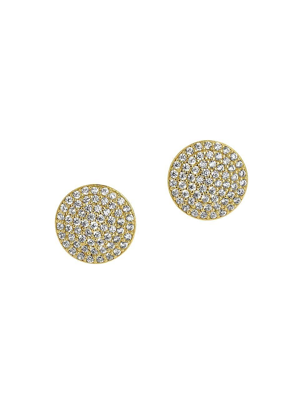 Womens Petit Pav 22K-Gold-Plated & Cubic Zirconia Stud Earrings Product Image