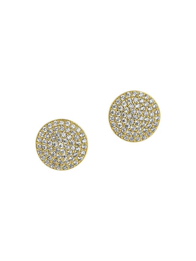 Womens Petit Pav 22K-Gold-Plated & Cubic Zirconia Stud Earrings Product Image