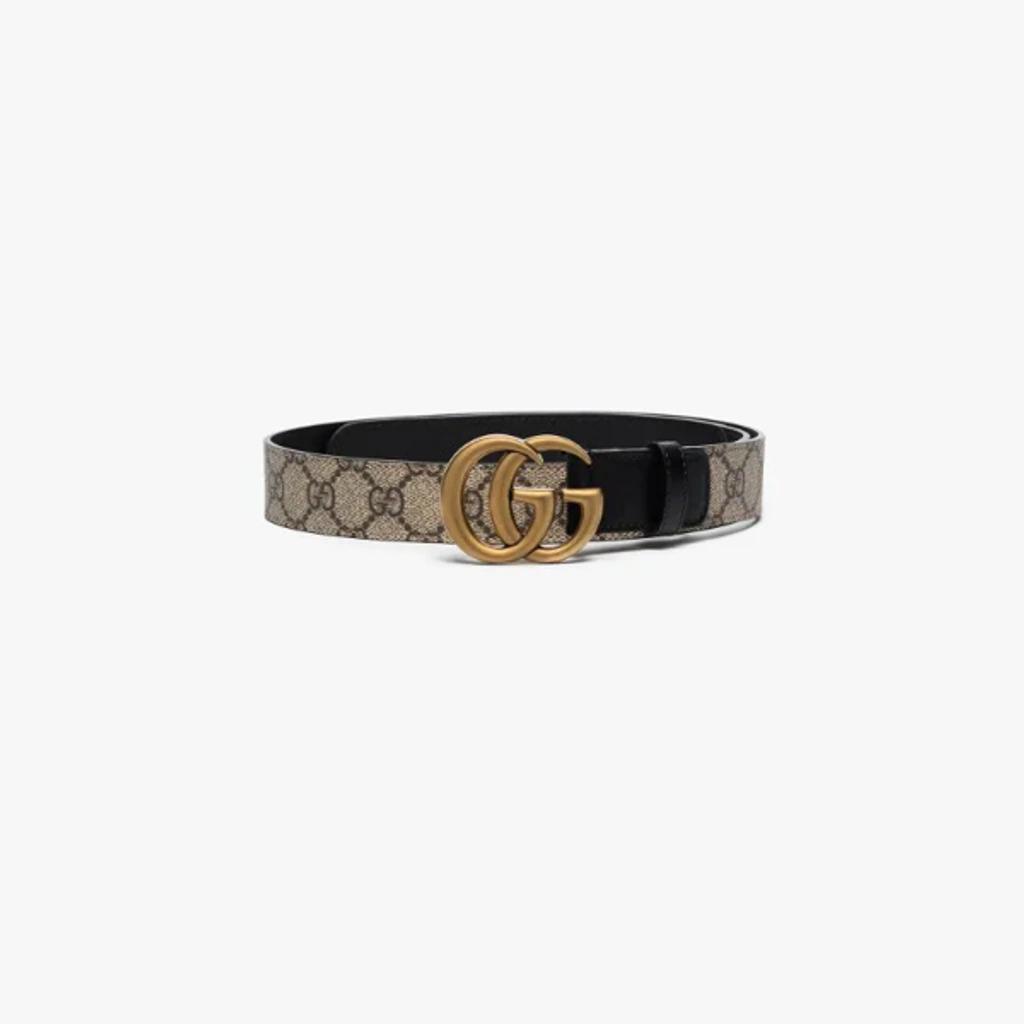 Leather-trimmed Printed Coated-canvas Belt In Black Product Image