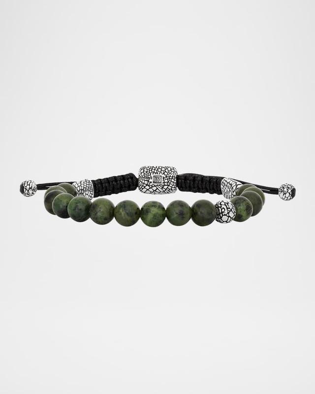 Men's Snakeskin Sterling Silver Jade Beaded Bracelet Product Image