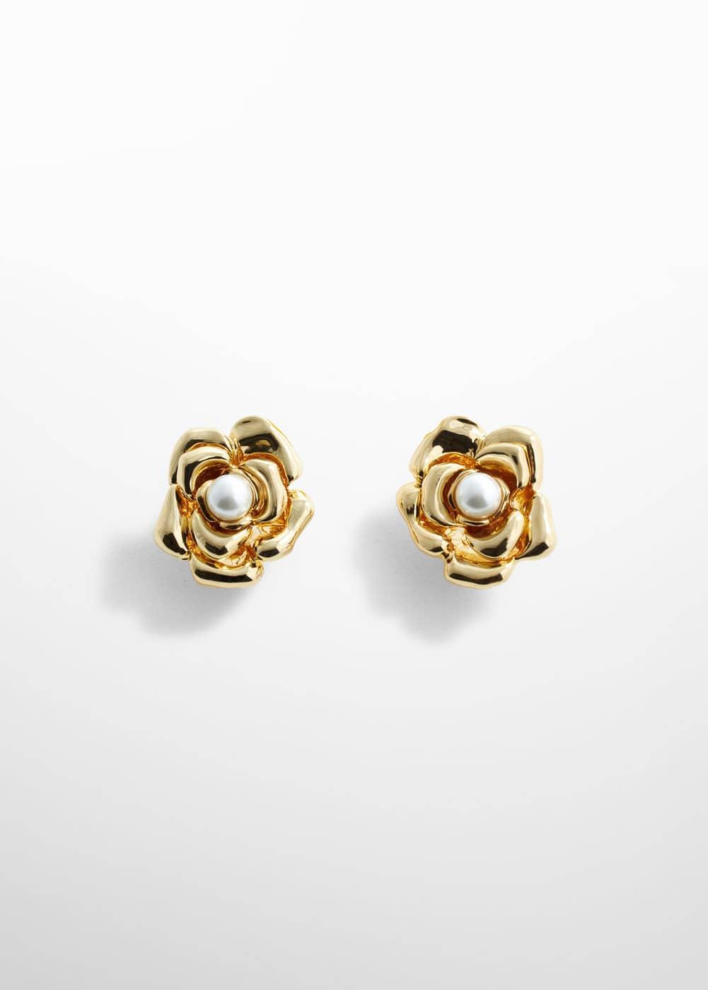 MANGO - Pearl decoration flower earrings - One size - Women Product Image